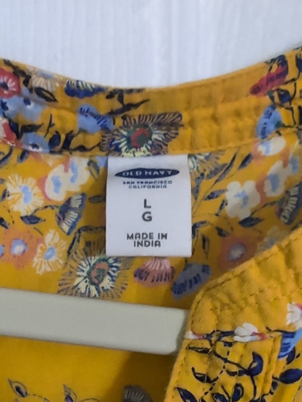 Old Navy Mustard Yellow Floral Stripe Tunic Blouse - Picture 2 of 3